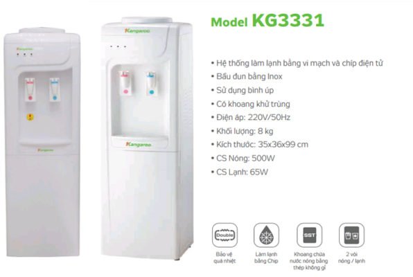 Thông tin về máy làm nóng lạnh nước uống Kangaroo KG3331