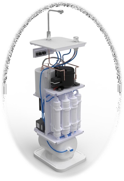 Máy lọc nước Slim Hydrogen tích hợp nóng, lạnh sử dụng Block KG10A8ES sử dụng công nghệ làm lạnh bằng Block giúp làm lạnh nhanh và sâu hơn